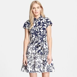 Diane Von Furstenberg Scarlet Floral Print A-line Shirtdress